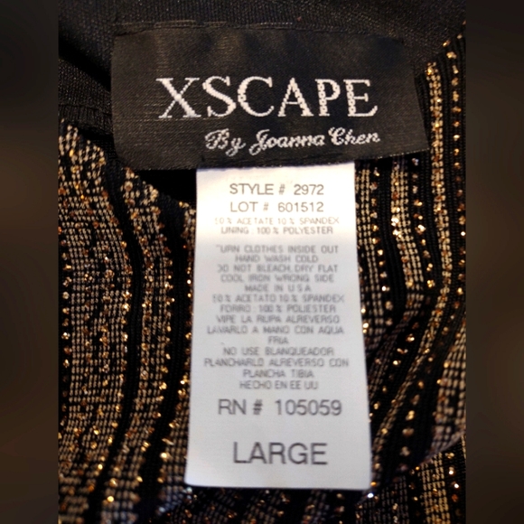 SALE XSCAPE By Joanne Chen SZ L Mint Condition Gorgeous Black & Gold - Picture 5 of 7